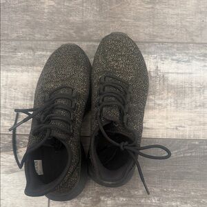 Black Knit Sneakers with Gold Metallic Flecks adidas